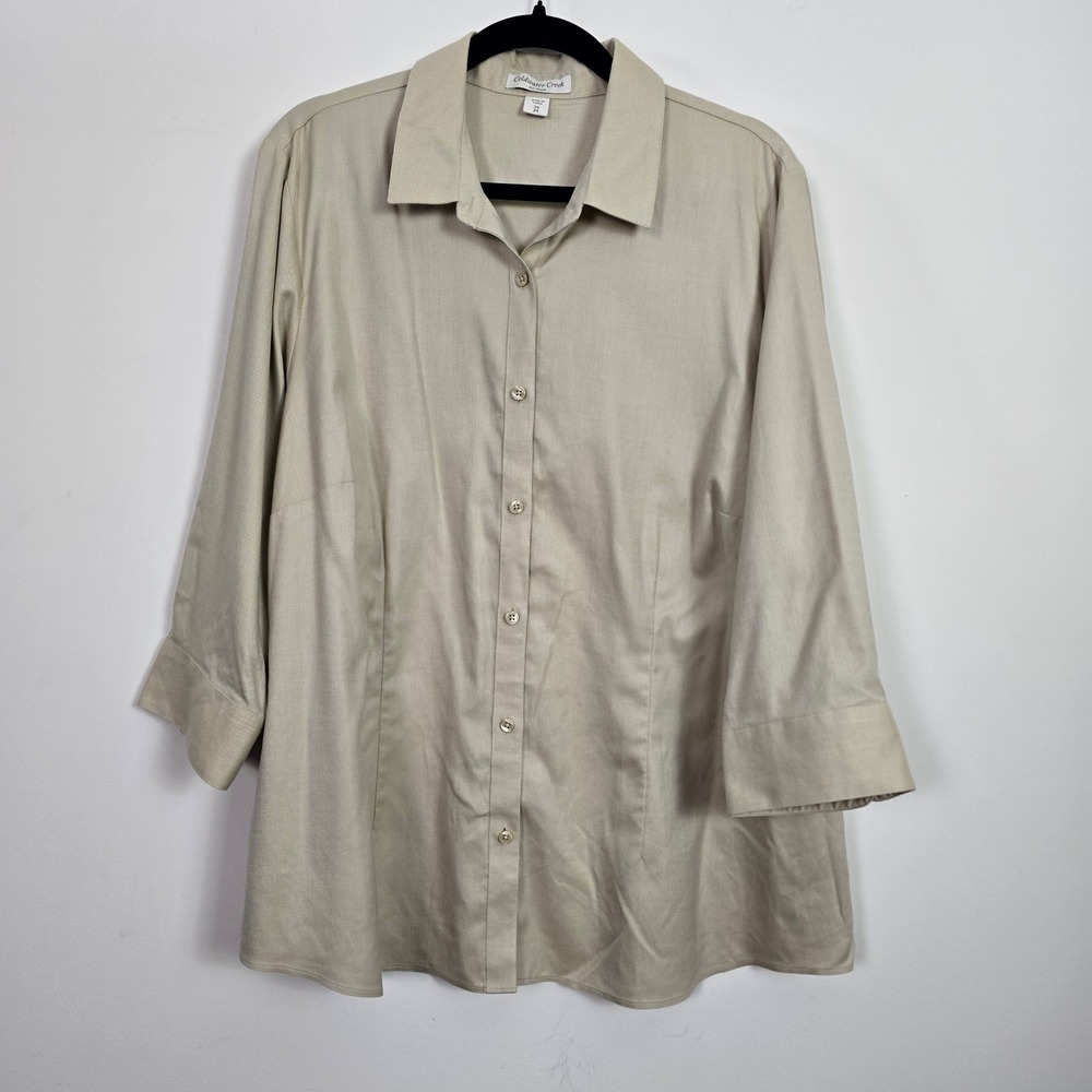 Coldwater Creek Button Up Shirt Women 3X 24 Beige No Iron Capsule Minimalist